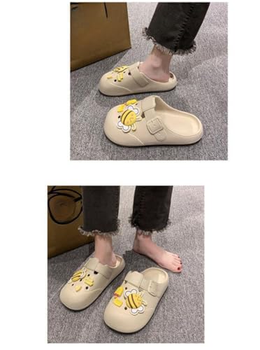 Cute Bee Design Adorable Flip Flops, Sweet EVA Indoor Non-Slip House Shoes for Women Home Bath Slippers2
