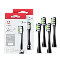 Oclean Bürstenköpfe Professional Clean Schwarz, Zahnbürstenkopf mit DuPont-Borsten für Oclean Elektrische Zahnbürste, W-Shape Ersatzbürsten geeignet für Schallzahnbürsten, 4 pack