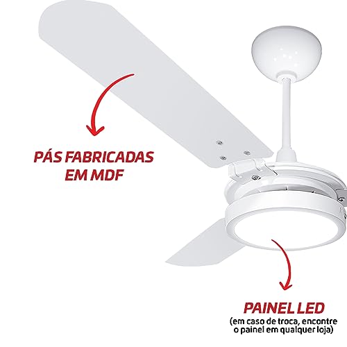 Ventilador De Teto Potente 150w Branco 127v Valen Led Ventex