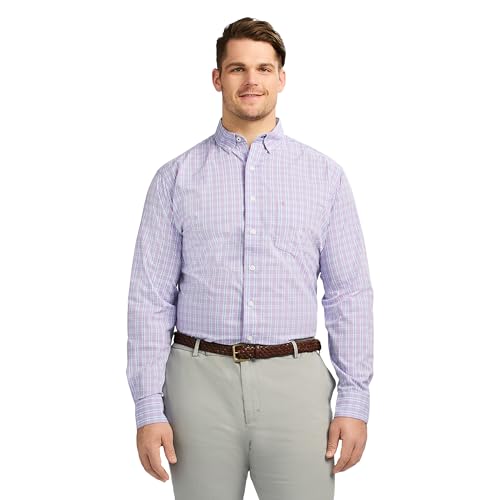 Izod Men's Big and Tall Performance Comfort Long Sleeve Plaid Button Down, Viola, 3X-Large Big by IZOD - Used condition - US$9.42