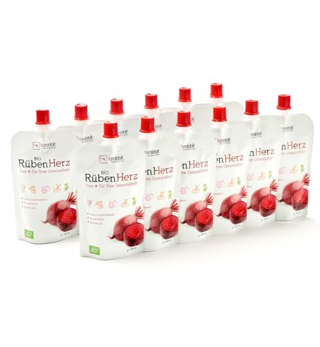 FitRabbit Bio RübenHerz, Concentrado de Remolacha Orgánica, Nitratos Naturales, Granada y Acerola. Remolacha para Rendimiento Deportivo, Salud Cardiovascular y Presión Arterial, 12 Sobres de 100ml