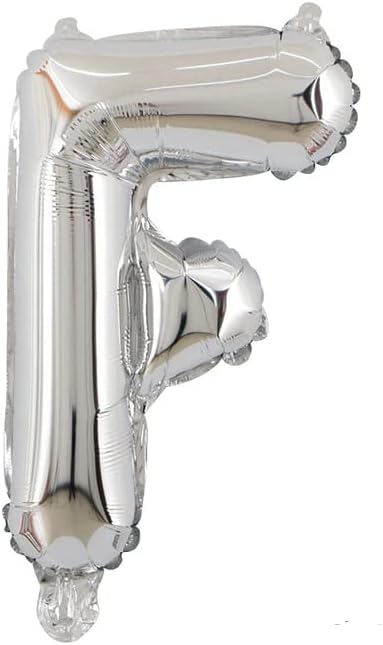 Bubble Trouble® English Alphabet Letters A-Z and Numbers 0-9 in 16 inch SilverFoil Letter Balloons for Party Decoration Select & Make Your Own Custom Phrase Silver Foil Letters (Letter "F" Silver)