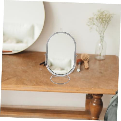 Espejo de maquillaje ovalado giratorio para tocador miniatura 7