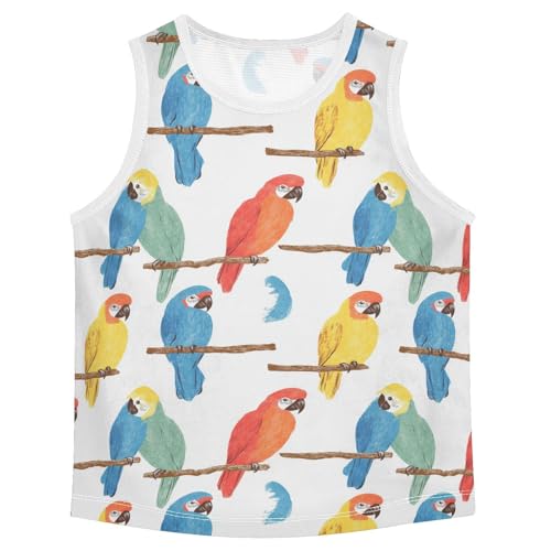 Boys Tank Top Shirts Parrot Cute Bird Sleeveless T-Shirts Crew Neck for Kids Clothing Children