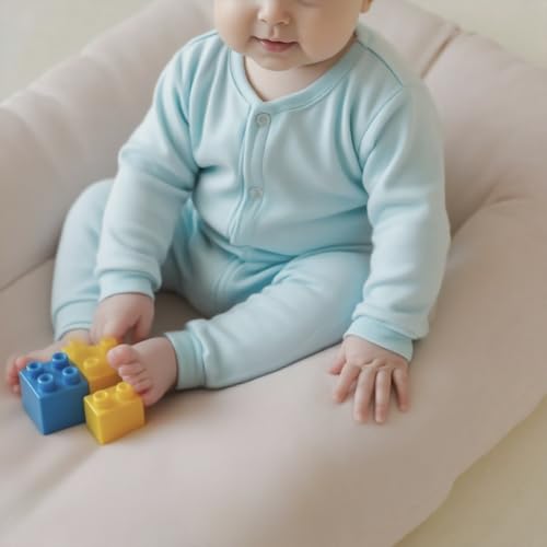 Image of Infant Support Cushion - Baby Support Cushion for Newborn, 0-24 Months, Portable Tummy Time Mat for Home and Travel, Soft Cotton, Supervised Use, Baby Essentials Gift,Petal(1 Cushion + 1 Cover)