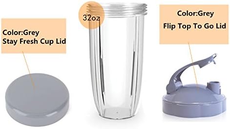 NutriBullet Tall Oversized Mug Cup + Flip-Top To-Go Lid + Stay Fresh Cup Lids