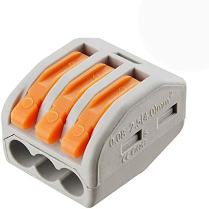 XHF 50 Pcs 222-413 Conductor Combination Compact Wire Connectors 3 Port Fast Connection Terminal 28-12 AWG Suitable for Multiple Types of Wires