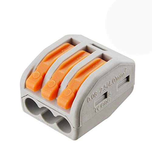 Image of 50 Pcs 222-413 Conductor Combination Compact Wire Connectors 3 Port Fast Connection Terminal 28-12 AWG Suitable for Multiple Types of Wires
