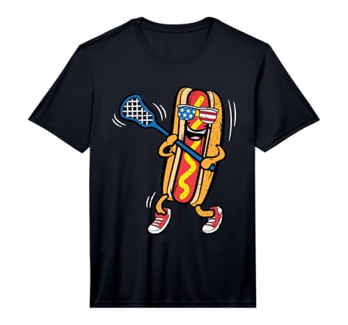 Hot-Dog Lacrosse Player 4th of July Sport American Flag Performance T-Shirt