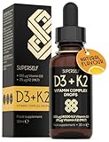 Vitamin D Drops - Vitamin D3 K2 Liquid for Adults & Kids - Immunity, Bones & Muscle Support - High Strength Vegetarian Vit D 4000IU & Vitamin K2 25mcg - Fast Absorption Oil Supplement - Natural Orange