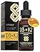 Price comparison product image Vitamin D Drops - Vitamin D3 K2 Liquid for Adults & Kids - Immunity, Bones & Muscle Support - High Strength Vegetarian Vit D 4000IU & Vitamin K2 25mcg - Fast Absorption Oil Supplement - Natural Orange