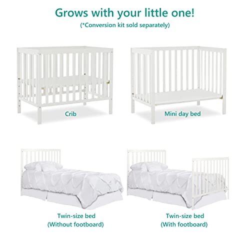 Dream On Me Edgewood 4-In-1 Convertible Mini Crib In White, Jpma Certified, Non-Toxic Finish, New Zealand Pinewood, With 3 Mattress Height Settings, Included 1" Mattress Pad #TOP5