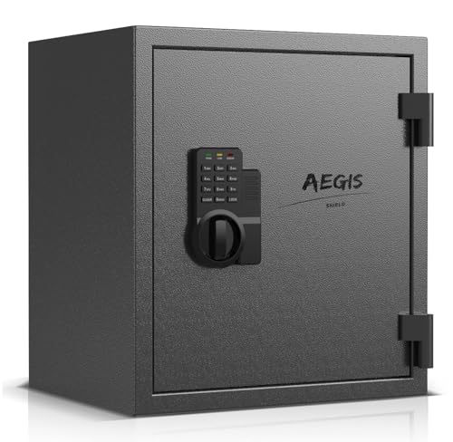 AEGIS Safe Box- 1, 6 Kubikmeter feuerfeste digitale Tastatur, Sicherheitsstahl, für Zuhause, Büro, Safe für Dokumente, Bargeld, Wertsachen mit USB- Anschluss, Notfallschlüssel, abnehmbare und