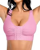 FeelinGirl Post Surgery Compression Bra Soft Support for Mastectomy Breast Augmentation Breast Lift Bra After Surgery Pink M