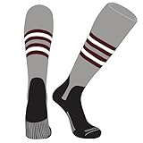 PEAR SOX OTC Baseball Softball Stirrup Socks (F, 5in) Silver, Maroon, White, Black