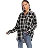 SweatyRocks-Womens-Long-Sleeve-Collar-Long-Button-Down-Plaid-Shirt-Blouse-Tops SweatyRocks Women's Long Sleeve Collar Plaid Long Button Down Shirt Blouse Tops Black Large