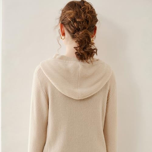 Women's Cashmere Blend Merino Wool Cardigan Full Zip Open Front Drawstring Hoodie Sweater Long Sleeve Lightweight3