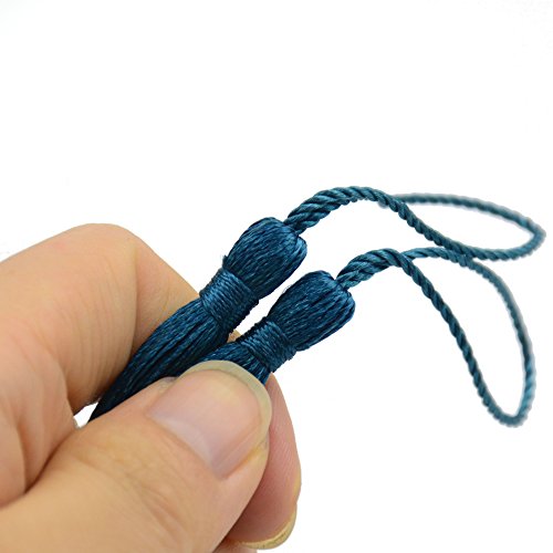 Image of 100pcs 13cm /5 Inch Silky Floss Bookmark Tassels with 2-Inch Cord Loop and Small Chinese Knot for Jewelry Making, Souvenir, Bookmarks, DIY Craft Accessory (Dark Teal)