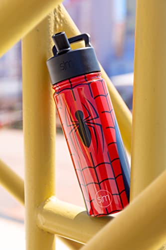 Image of Simple Modern Kids Summit Water Bottle with Straw Lid | Marvel Spider Man 18oz Stainless Steel Cup Insulated Tumbler for Boys, School | Spider Armor