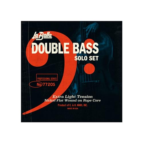 La Bella 7720S/Professional/Solo/Extra Light Tension/Double Bass Strings/Nickel Chrome Steel Flat Wound on a Rope Core
