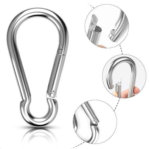 jwtyu 12x140mm Groß Karabinerhaken Edelstahl 2 Stück Edelstahl Karabiner karabinerhaken groß für Swing Lanyard DIY Zubehör Pulley Boot Camping Reisen Angeln