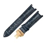ROUREOX Cinturino Ricambio Orologio Pelle Stampa Coccodrillo Chiusura Pieghevole Acciaio Inox Bracciale Classico Orologio Elegante 22x13mm per Gucci G-Timeless YA1332-Blu + Oro