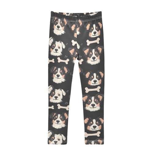 Black Dog Bone Girls Leggings Soft Stretch Workout Yoga Dance Pants for Kids Casual Tights
