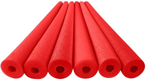 Play22 Pool Noodles Foam 6 Pack - Soft Large Red Foam Noodle Tube, Bulk Swim Noodles, Multi-Purpose, Floating Training Device, Exercise Aid, Craft Projects