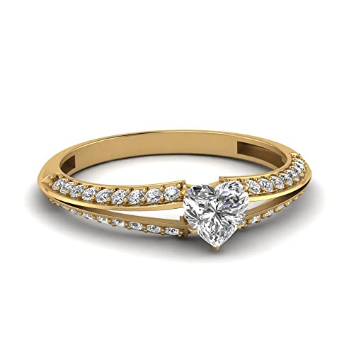 Bague de fiançailles plaqué or jaune style couteau sertie de diamant
