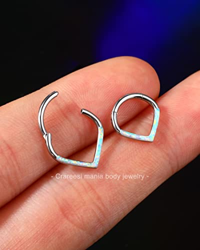 Cm Crareesi Mania Teardrop Septum Ring 316L Surgical Steel Opal Septum Piercing Ring 16G Daith Earrings For Women 8Mm Triangle Septum Jewelry #TOP4