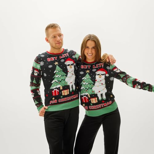 Couple Matching Christmas Knit Sweater Santa Long Sleeve Round Neck Pullovers Fall Winter Casual Jumpers Tops2