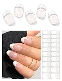 AutyaMee Semi Cured Gel Nail Strips (Classic French), White French Tip, 20 Pcs Gel Nail Wraps, Stickers, UV Light Required, Salon Quality, Long Lasting