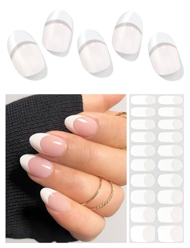 AutyaMee Semi Cured Gel Nail Strips (Classic French), White French