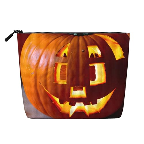 Kycvds Borsa per cosmetici a forma di zucca autunnale, per accessori da viaggio, regalo di compleanno o di Natale, colore nero, taglia unica