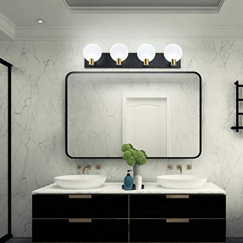 Bathroom Lighting Fixtures Over Mirror for Bathroom Led Modern Black Acrylic 4 Light Wall Lights Lamp - Thumbnail 3