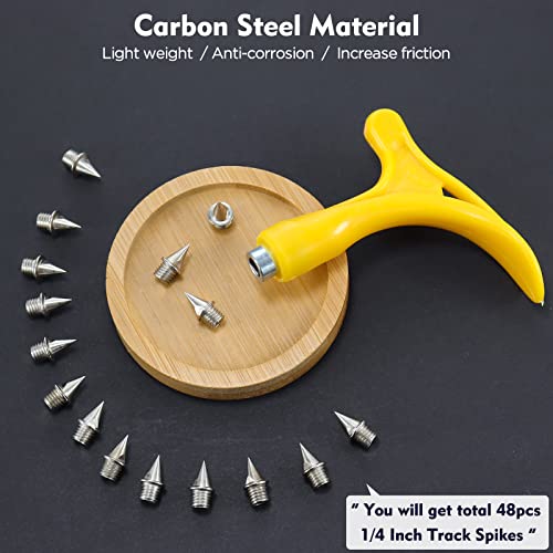Track Spikes 1/4Inch For Men Shoes Stainless Steel Replacement With Wrench For Youth Cross Country Sports Running(48Pcs） #TOP4
