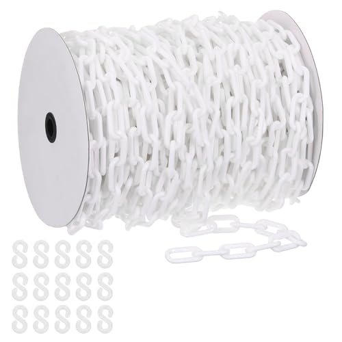 Chaîne plastique blanche 8mm de 40 mètres PATIKIL pour barrière de sécurité et balisage extérieur