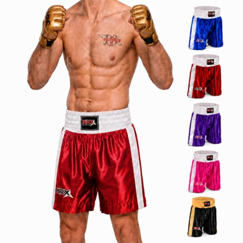 Men Boxing Shorts for Boxing Training Fitness Gym Cage Fight MMA Mauy Thai Kickboxing Trunks Clothing Red Large