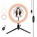 Produktbild Huanchenda LED-Ringleuchte, 25,4 cm, mit Stativ und Handyhalterung, USB-betriebene 3 Farb-Modi und 10 Helligkeitsstufen, für Selfie, Live-Streaming, Tiktok, Make-up