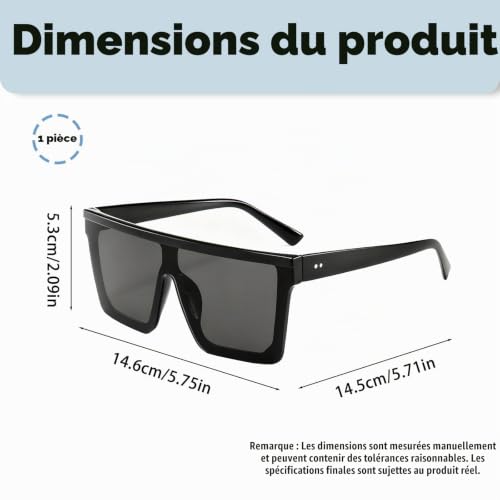 Lunettes de soleil carrées surdimensionnées pour homme et femme, Design sans cadre, verres miroir UV400, monture large et durable, lunettes de soleil pour le quotidien et les activités extérieures – vue 2