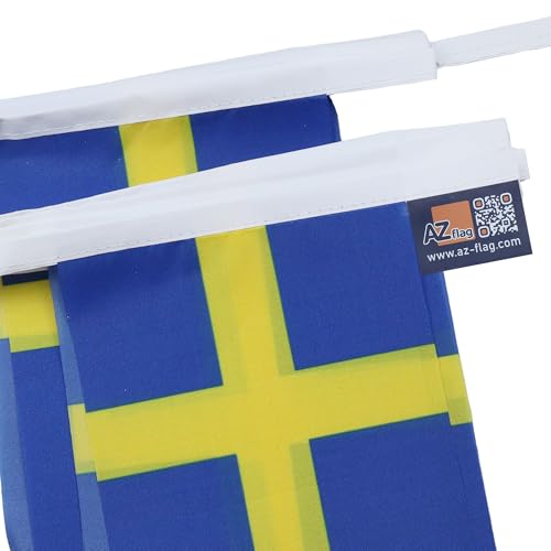 Image of AZ FLAG Sweden 6 meters BUNTING Flag 20 flags 9'' x 6'' - Swedish STRING flags 15 x 21 cm