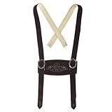  Bongossi-Trade Klassische Hosenträger für Trachten Lederhosen Hosenträger H-Träger Dunkelbraun