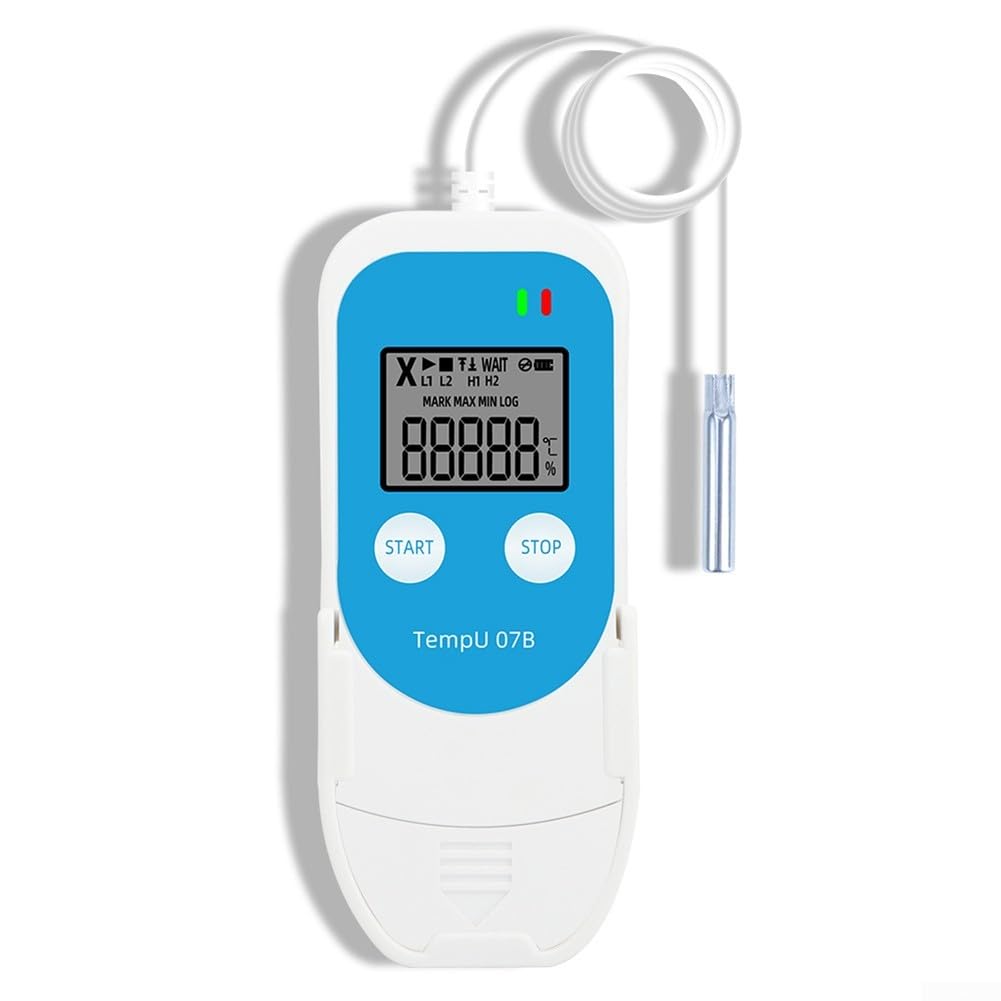 Temperatur Datenlogger mit LCD USB Temperatur Luftfeuchtigkeit Messgerät für Kühlkette Lagerhaus Labor Gewächshaus 10x4,2cm