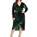 Kanpola Moda Mujer Casual Tallas Grandes Sólido Cuello en V Manga Larga Split Suelto Vestido