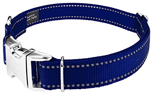 Collar para perro reflectivo nylon 1 pulgada azul royal L miniatura 3