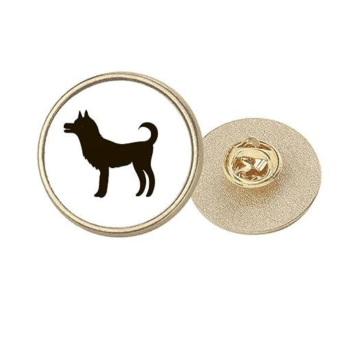Broche ronde chien noir en métal doré taille M pour sublimer vos vestes