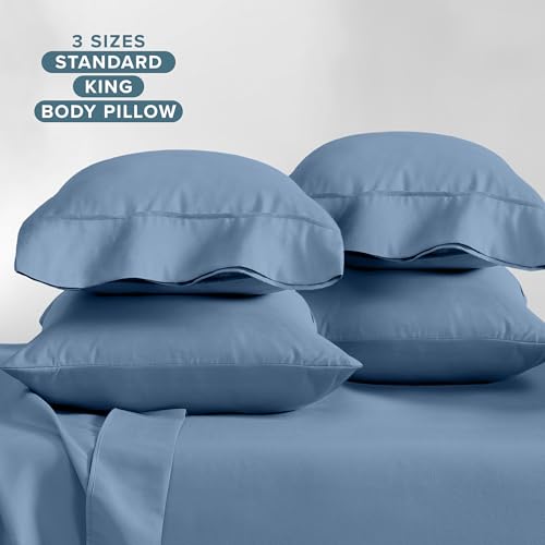 Image of Bare Home Microfiber Bulk Pillow Cases - King Set of 4 - Cooling Pillowcases - Double Brushed - Coronet Blue Pillowcases 4 Pack - Easy Care (King - 4 Pack, Coronet Blue)