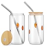 Honeydak Football Party Drinking Glasses - 18 oz Football Icon Juice Glass Tumbler with Lid & Straw Coffee Beer Soda Cocktail Drinking Cup for Game Sport Day Party Supplies Fans Gifts