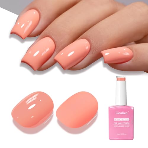 Goolich Coral Gel Polish, 0.5 Fl Oz HEMA & TPO Free Coral Peach Orange Gel Nail Polish Soak off U V LED Spring Summer Nail Design Manicure Salon