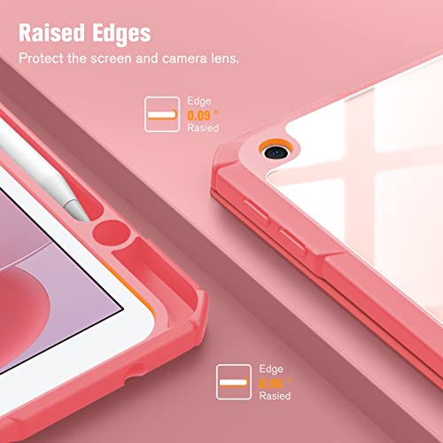 Fintie Custodia Per Ipad 10.2 Pollici 9A / 8A / 7A Generazione (2021 2020 2019) - [Built-In Pencil Holder] Antiurto Sottile Case Posteriore Trasparente Cover Con Auto Sveglia/Sonno, Rosa - 6